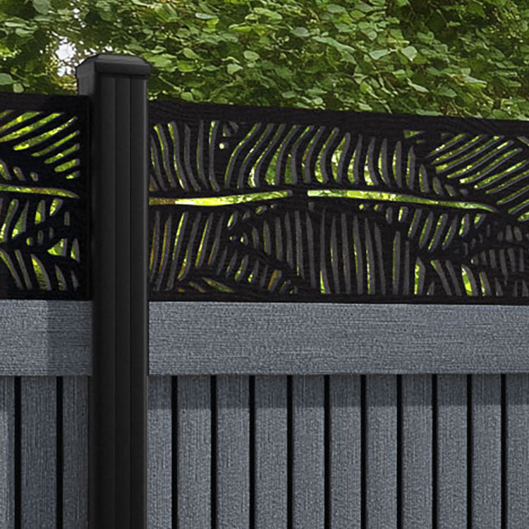Virtis Feather Fence Panel - Anthracite - with our aluminium posts