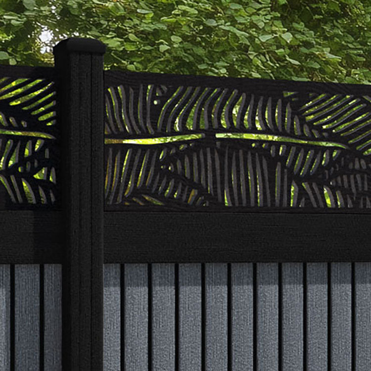 Virtis Feather Fence Panel - Anthracite - with our aluminium posts