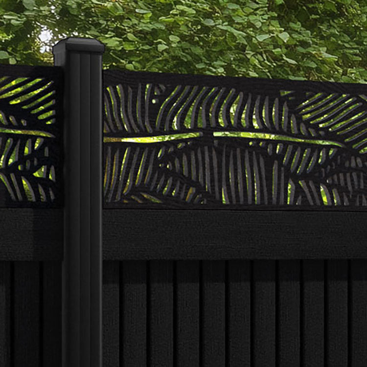 Virtis Feather Fence Panel - Black - with our aluminium posts