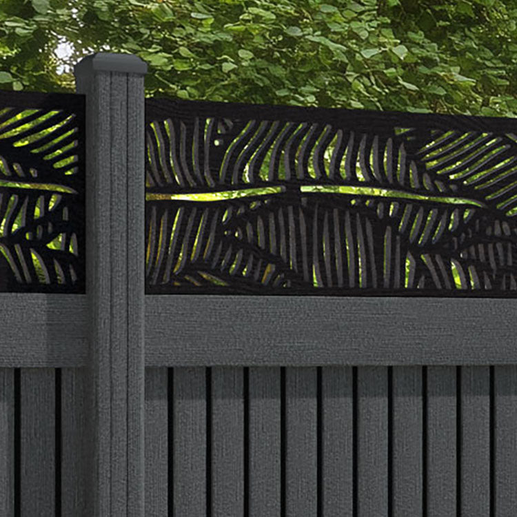 Virtis Feather Fence Panel - Dark Grey - with our composite posts