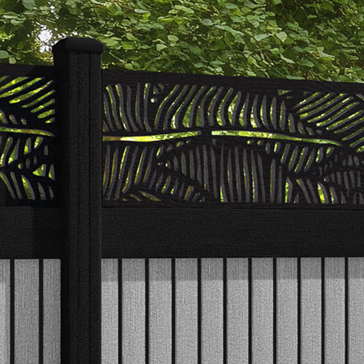 Virtis Feather Fence Panel - Light Grey - with our aluminium posts