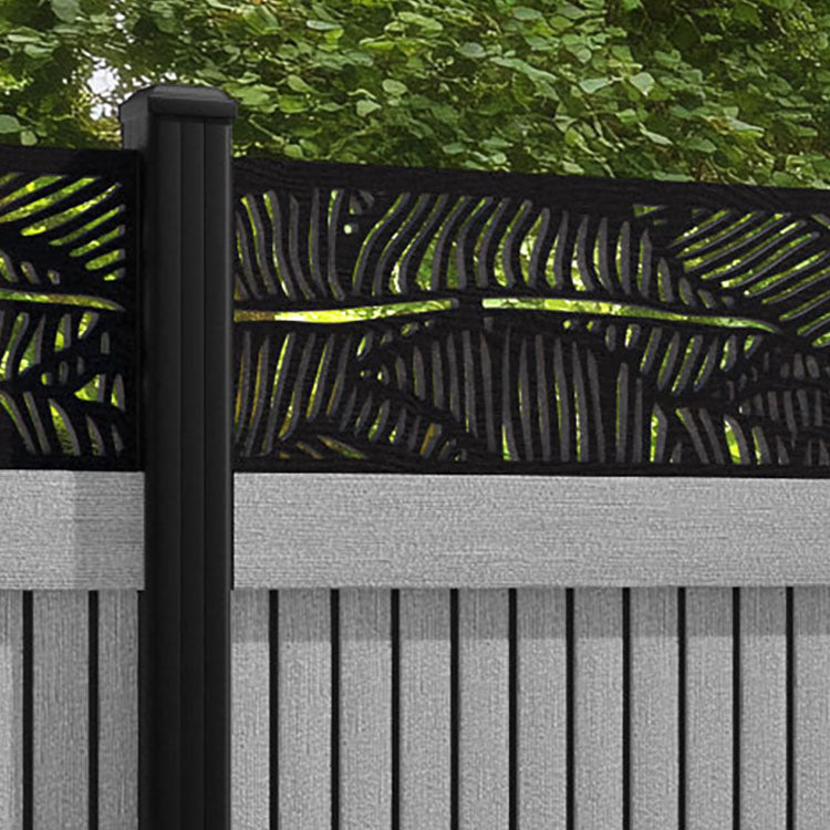 Virtis Feather Fence Panel - Light Grey - with our aluminium posts