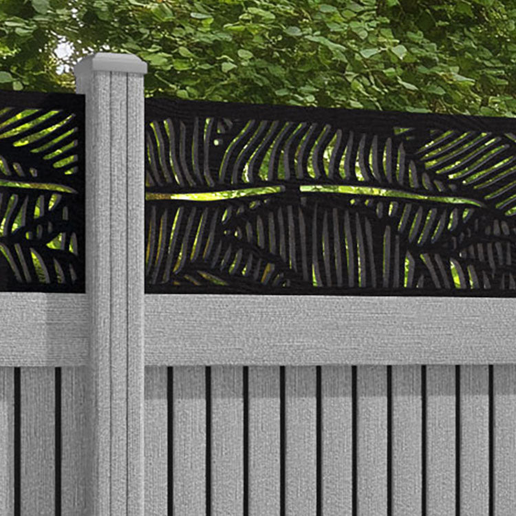 Virtis Feather Fence Panel - Light Grey - with our composite posts