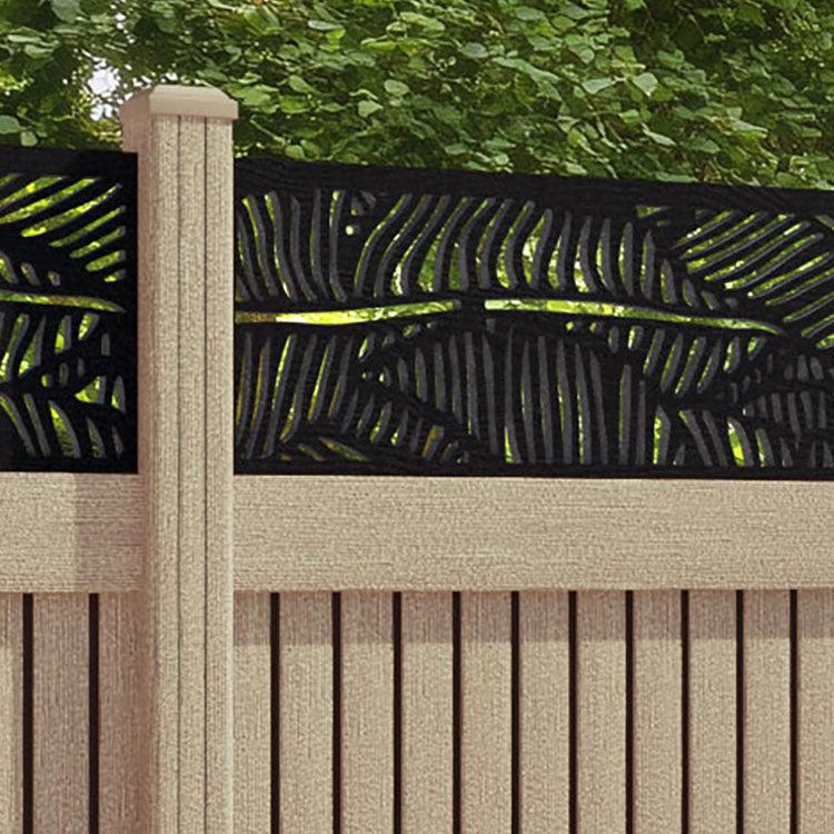 Virtis Feather Fence Panel - Light Oak - with our composite posts