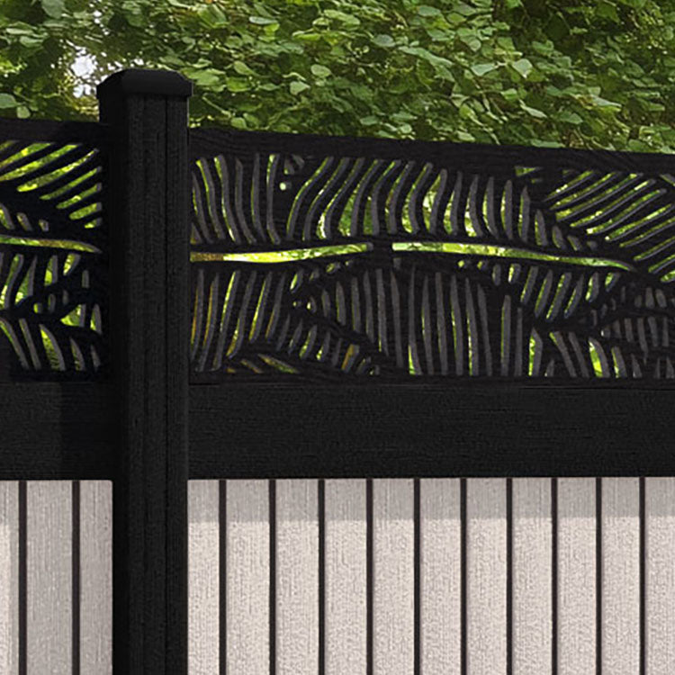 Virtis Feather Fence Panel - Mid Stone - with our composite posts