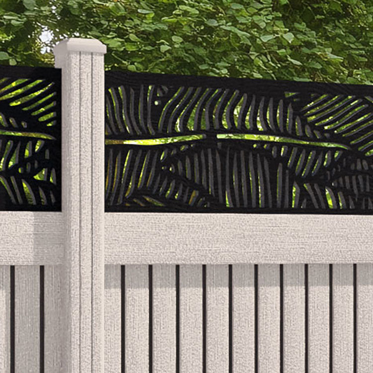 Virtis Feather Fence Panel - Mid Stone - with our composite posts