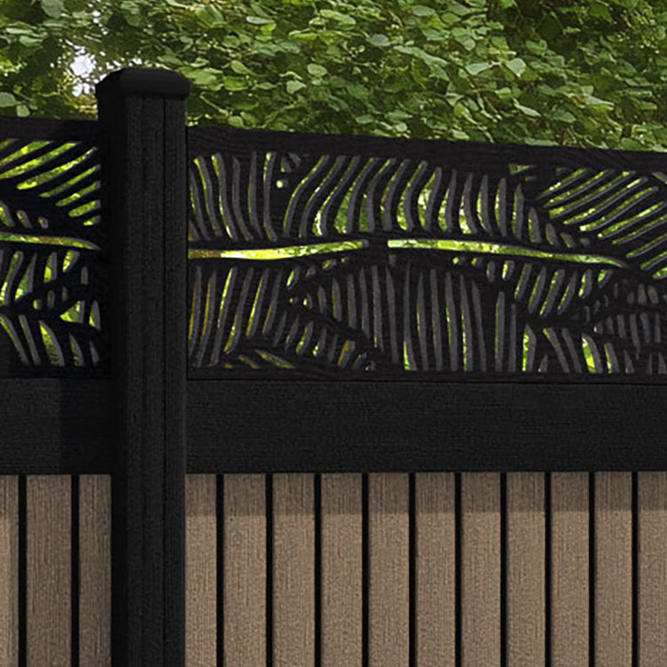 Virtis Feather Fence Panel - Teak - with our composite posts