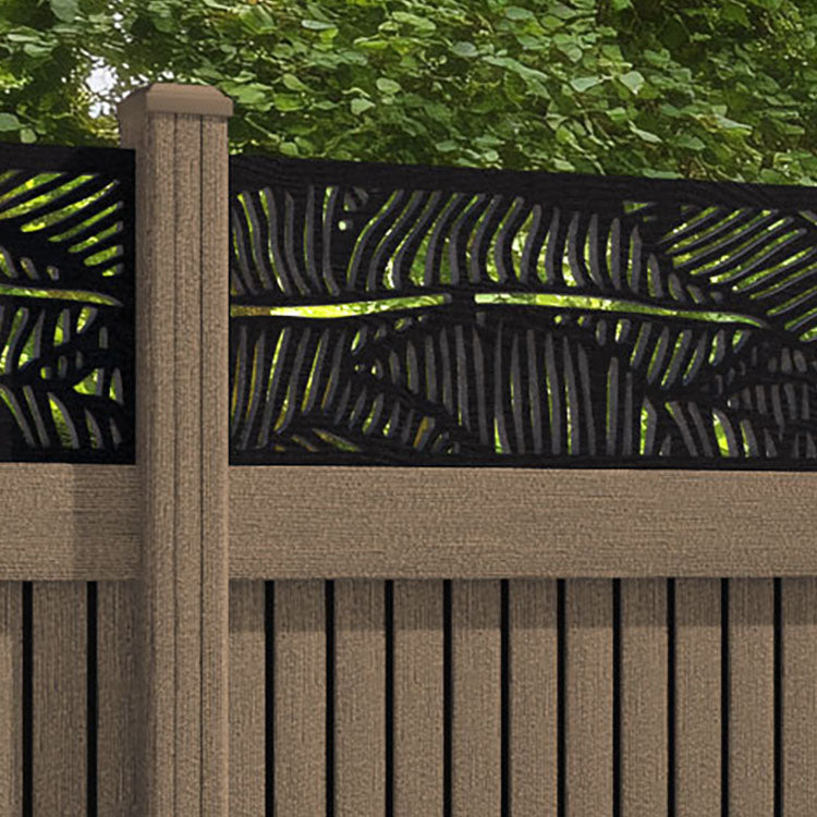 Virtis Feather Fence Panel - Teak - with our composite posts