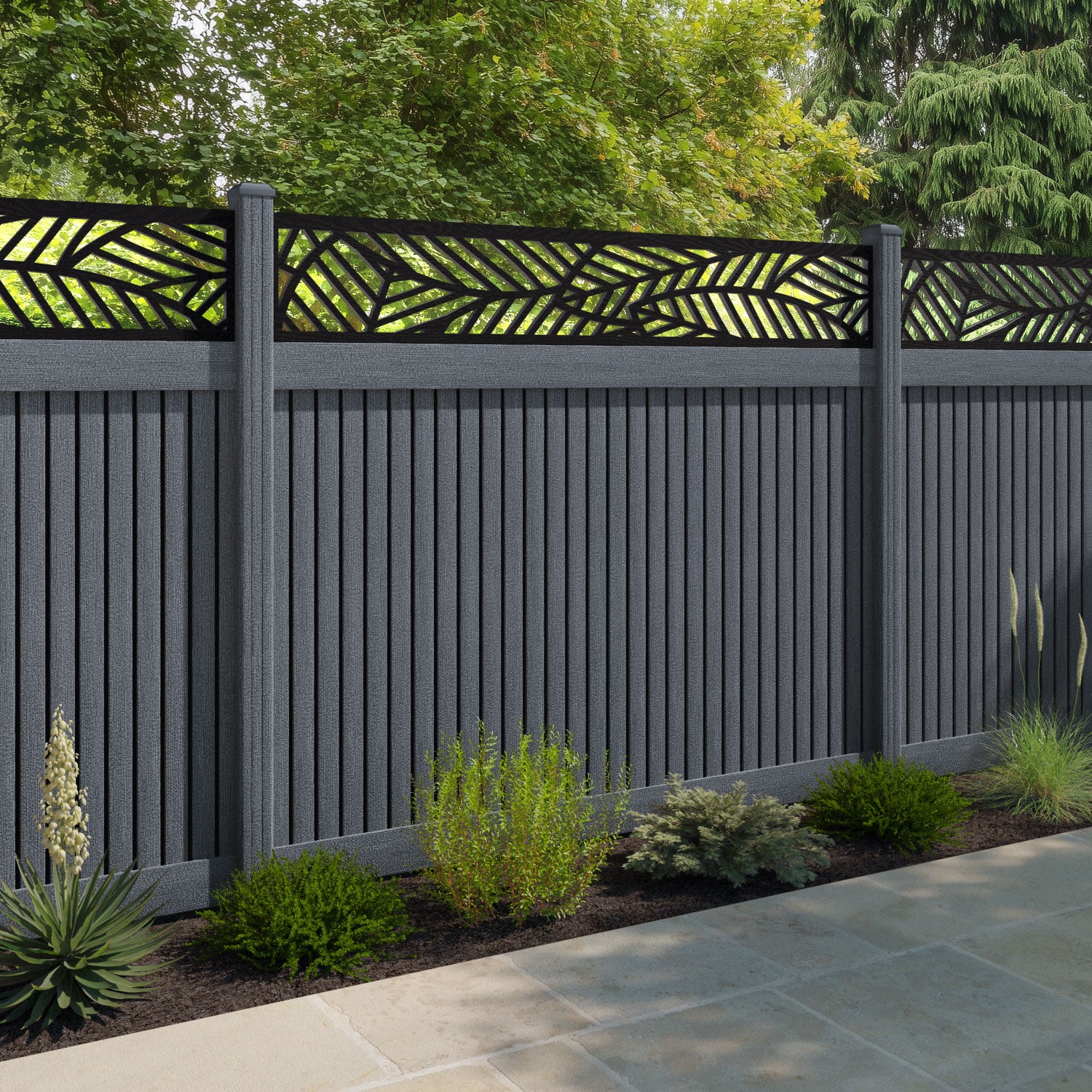 Virtis Habitat Fence Panel - Anthracite - with our composite posts
