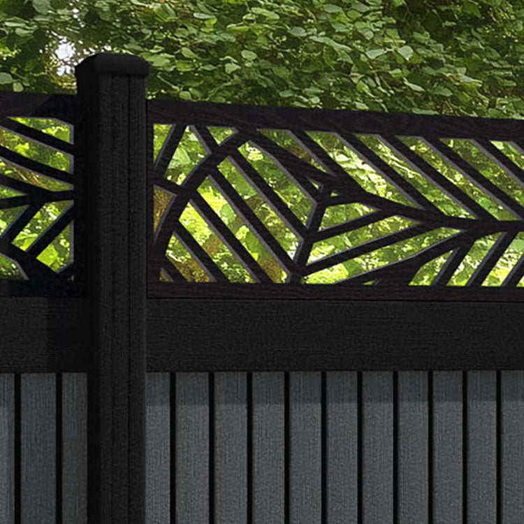Virtis Habitat Fence Panel - Dark Grey - with our aluminium posts