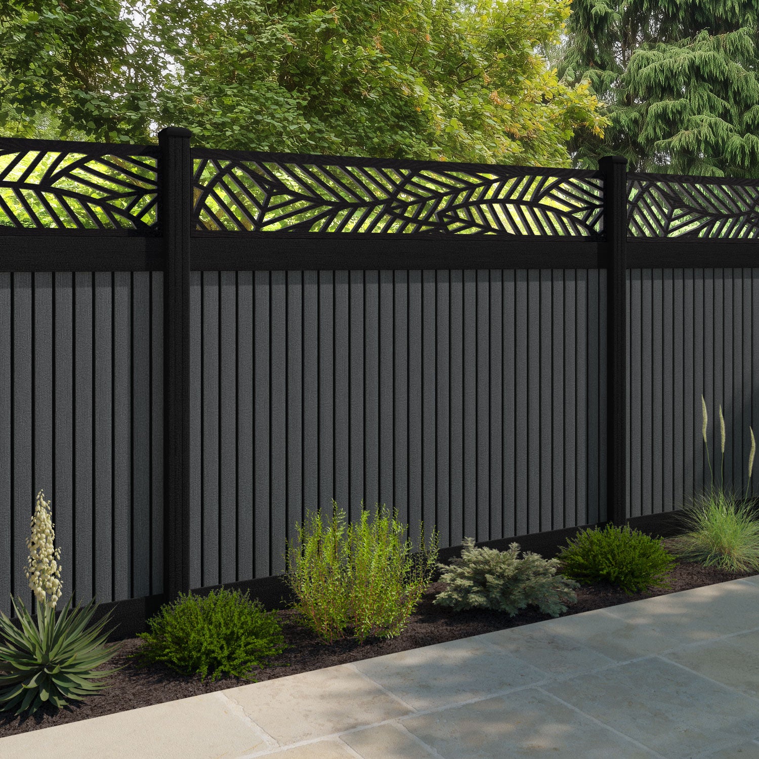 Virtis Habitat Fence Panel - Dark Grey - with our composite posts