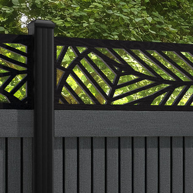 Virtis Habitat Fence Panel - Dark Grey - with our aluminium posts