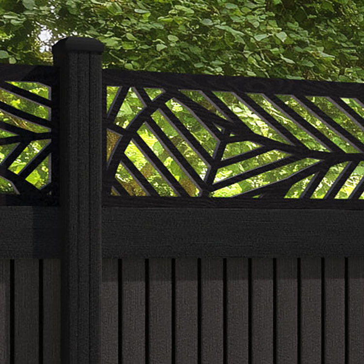 Virtis Habitat Fence Panel - Dark Oak - with our aluminium posts