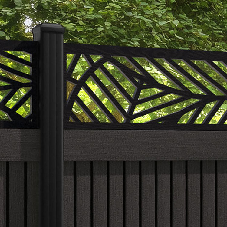Virtis Habitat Fence Panel - Dark Oak - with our aluminium posts