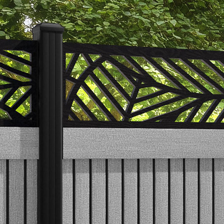 Virtis Habitat Fence Panel - Light Grey - with our aluminium posts