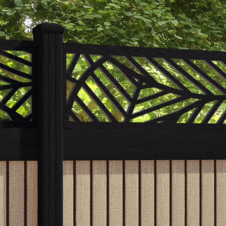 Virtis Habitat Fence Panel - Light Oak - with our aluminium posts