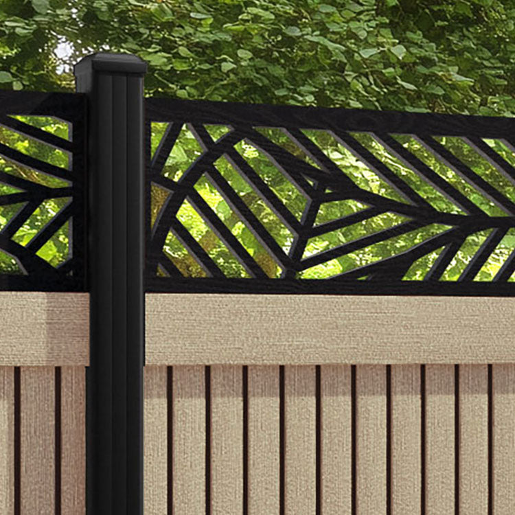 Virtis Habitat Fence Panel - Light Oak - with our aluminium posts