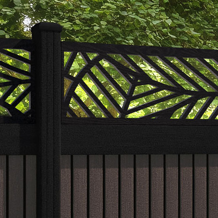 Virtis Habitat Fence Panel - Mid Brown - with our aluminium posts