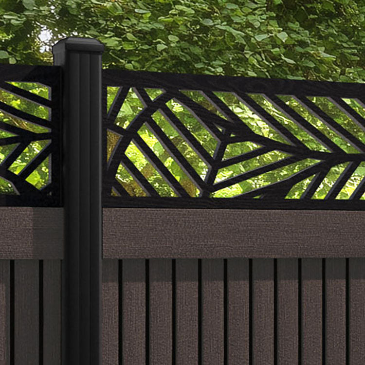 Virtis Habitat Fence Panel - Mid Brown - with our aluminium posts
