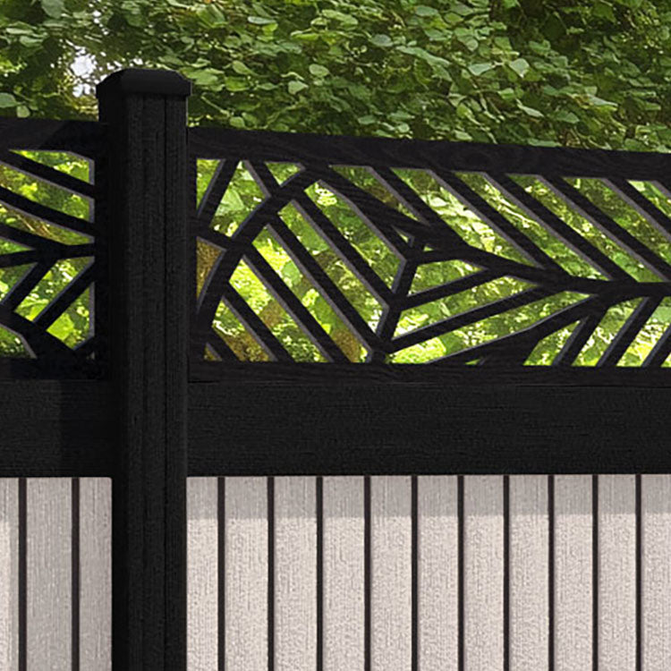 Virtis Habitat Fence Panel - Mid Stone - with our aluminium posts