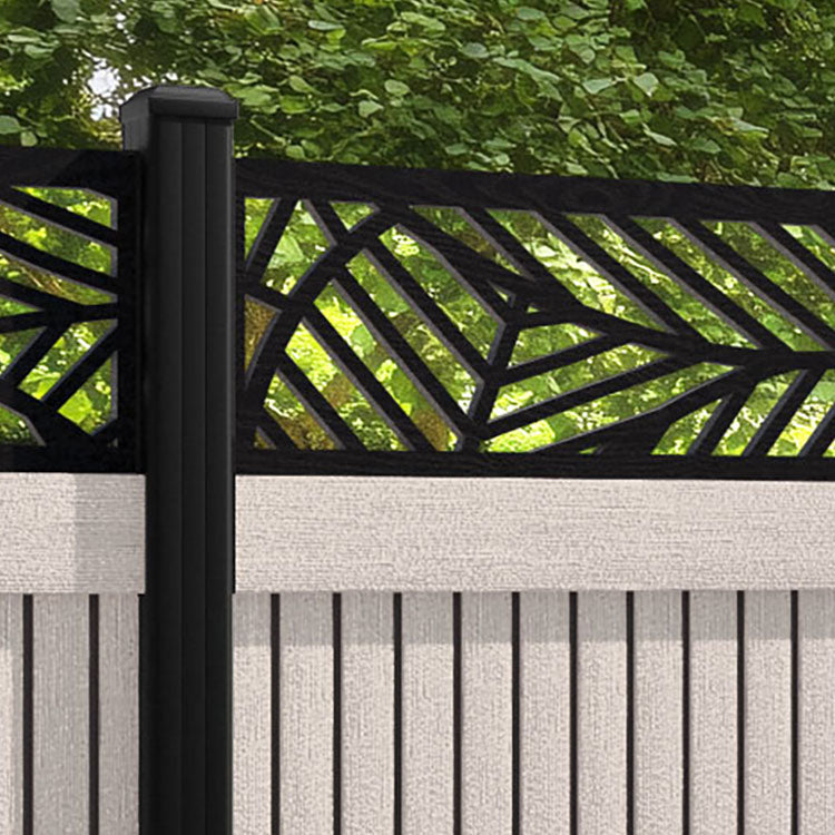 Virtis Habitat Fence Panel - Mid Stone - with our aluminium posts