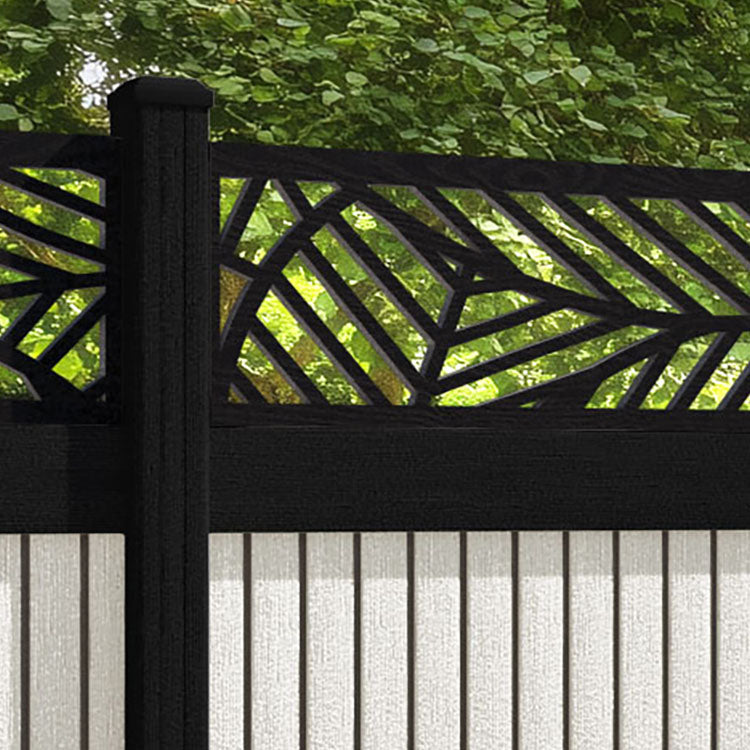 Virtis Habitat Fence Panel - Light Stone - with our aluminium posts