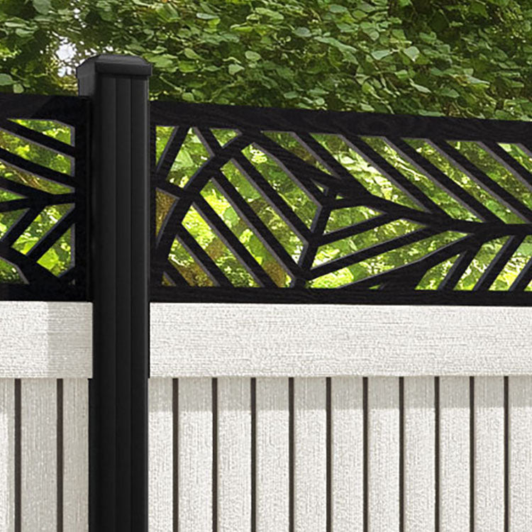 Virtis Habitat Fence Panel - Light Stone - with our aluminium posts