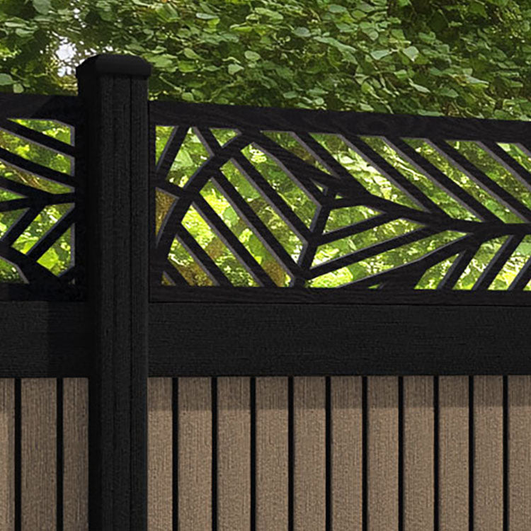 Virtis Habitat Fence Panel - Teak - with our aluminium posts