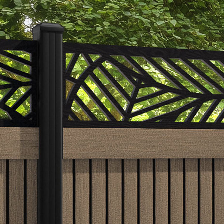 Virtis Habitat Fence Panel - Teak - with our aluminium posts