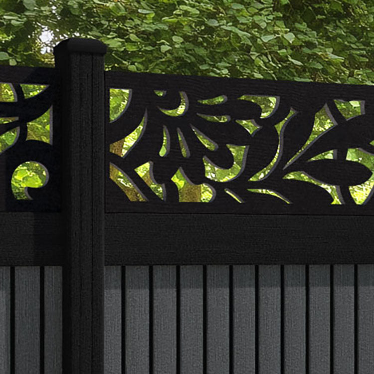 Virtis Heritage Fence Panel - Dark Grey - with our aluminium posts
