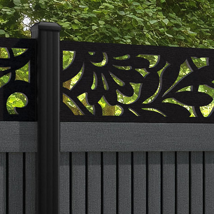 Virtis Heritage Fence Panel - Dark Grey - with our aluminium posts