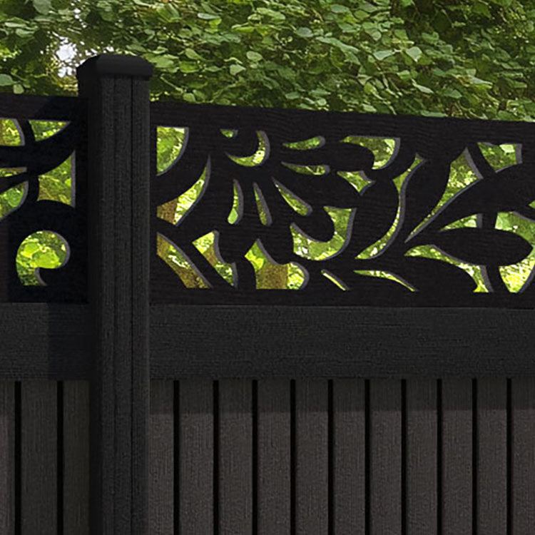 Virtis Heritage Fence Panel - Dark Oak - with our aluminium posts