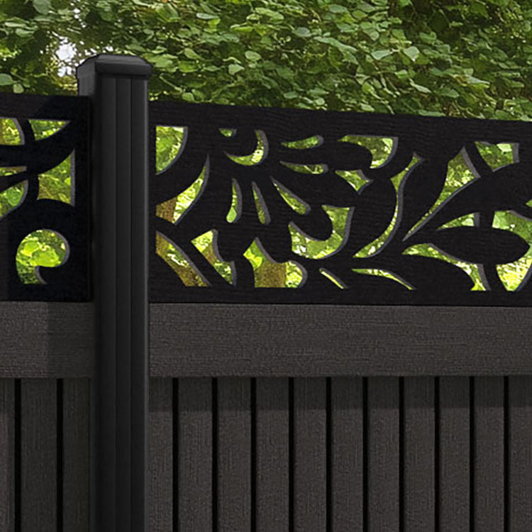 Virtis Heritage Fence Panel - Dark Oak - with our aluminium posts