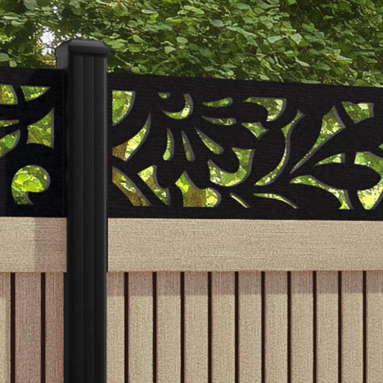 Virtis Heritage Fence Panel - Light Oak - with our aluminium posts