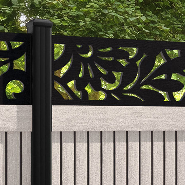 Virtis Heritage Fence Panel - Mid Stone - with our aluminium posts