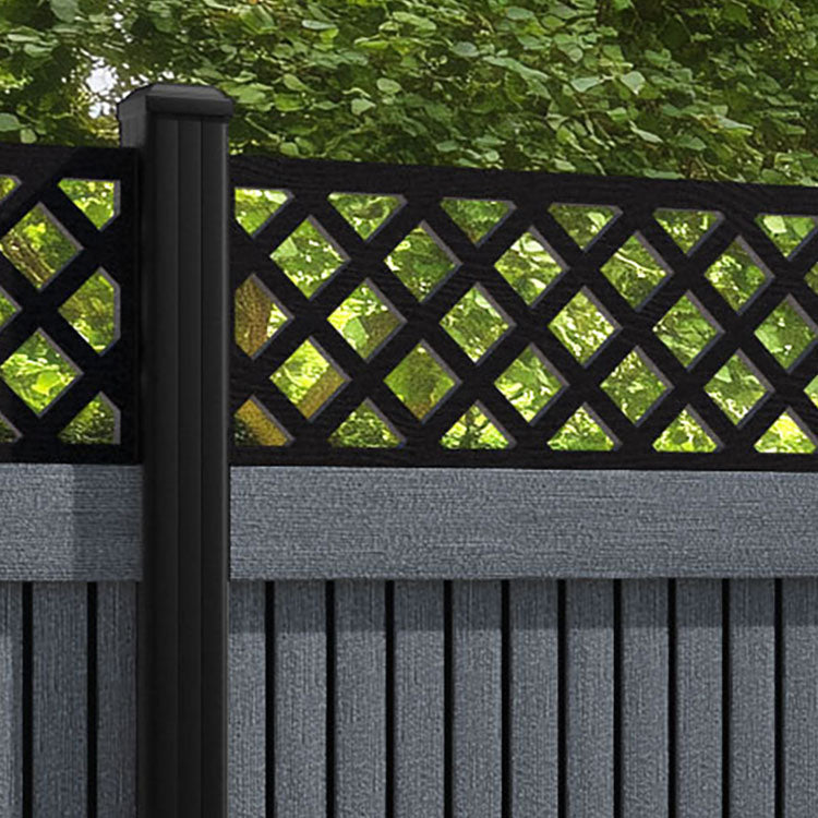 Virtis Hive Fence Panel - Anthracite - with our aluminium posts