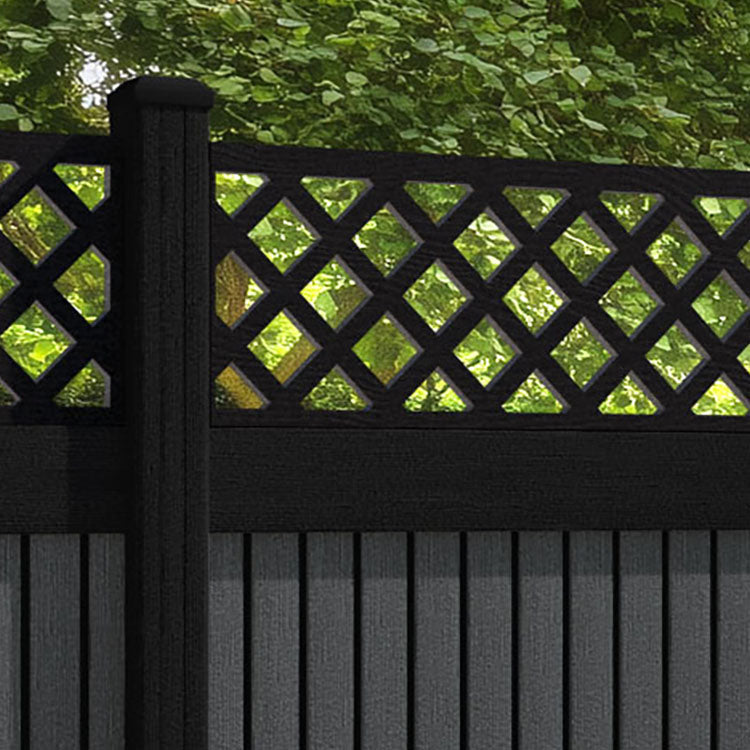 Virtis Hive Fence Panel - Dark Grey - with our aluminium posts