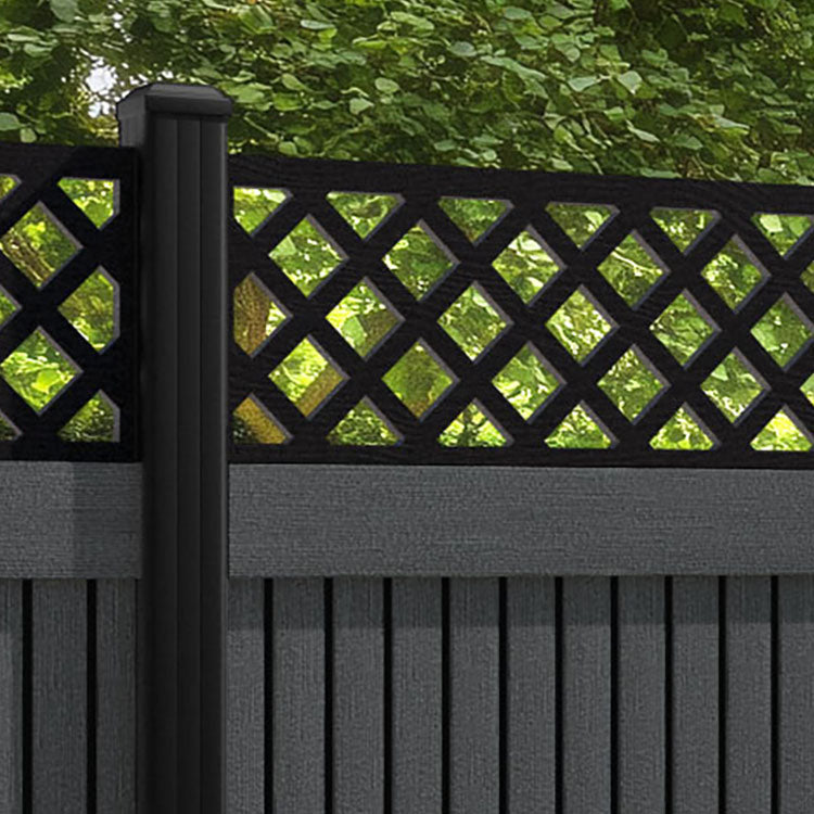 Virtis Hive Fence Panel - Dark Grey - with our aluminium posts