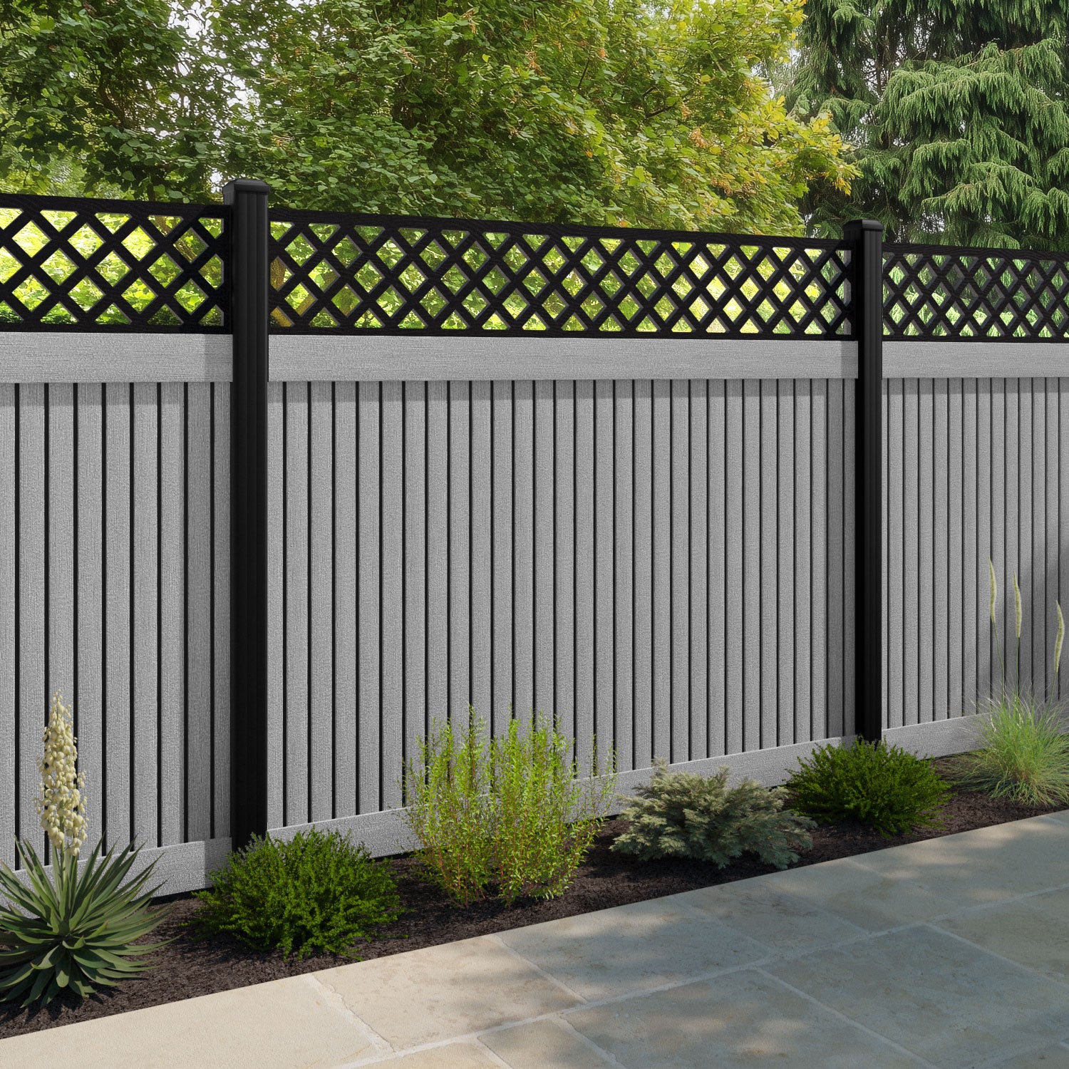 Virtis Hive Fence Panel - Light Grey - with our composite posts