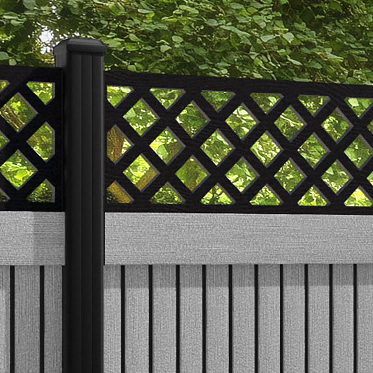 Virtis Hive Fence Panel - Light Grey - with our aluminium posts