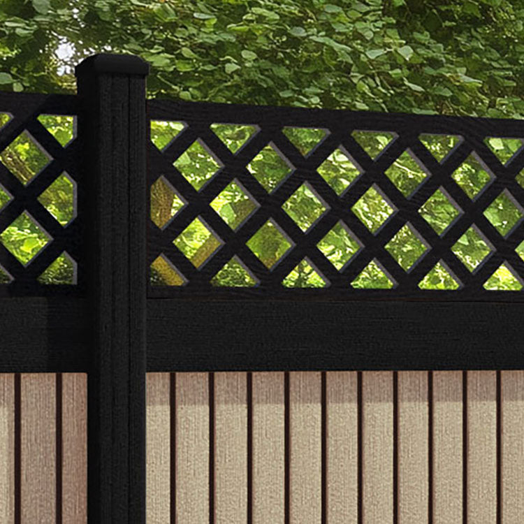 Virtis Hive Fence Panel - Light Oak - with our aluminium posts