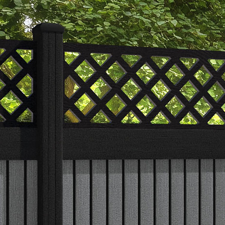 Virtis Hive Fence Panel - Mid Grey - with our aluminium posts