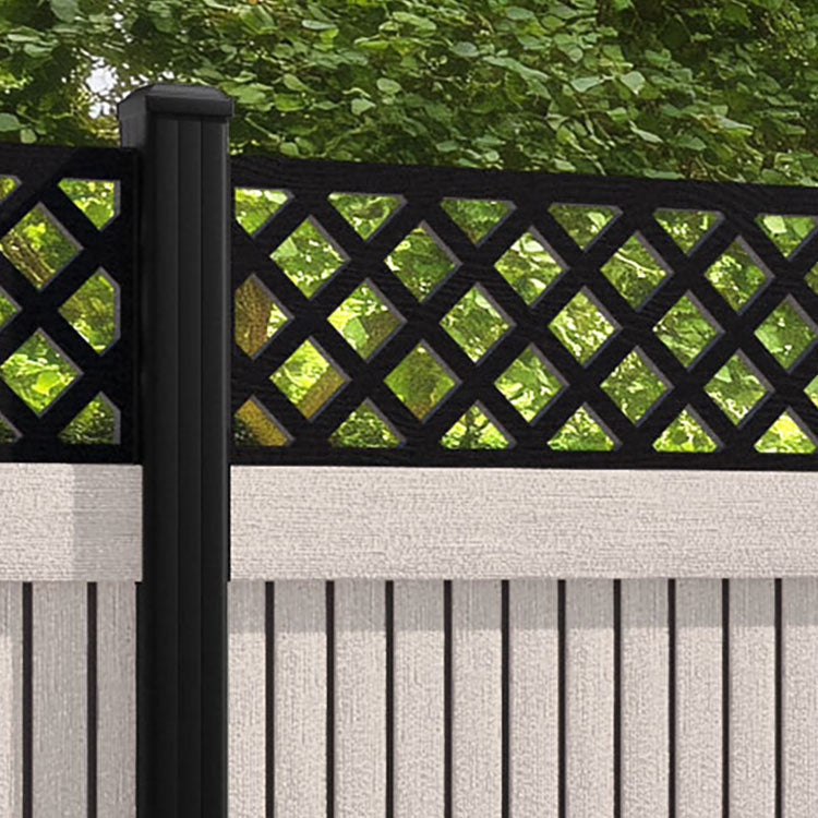 Virtis Hive Fence Panel - Mid Stone - with our aluminium posts