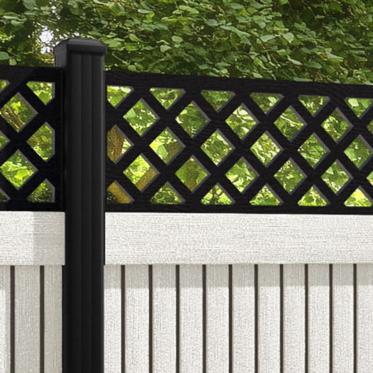 Virtis Hive Fence Panel - Light Stone - with our aluminium posts