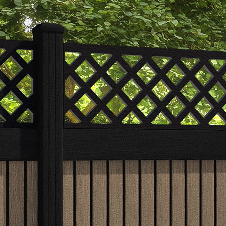 Virtis Hive Fence Panel - Teak - with our aluminium posts