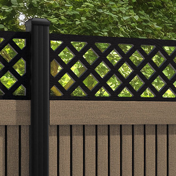 Virtis Hive Fence Panel - Teak - with our aluminium posts