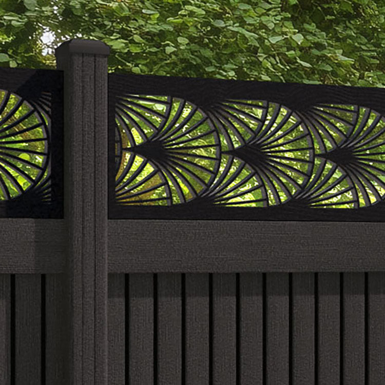 Virtis Laurel Fence Panel - Dark Oak - with our composite posts