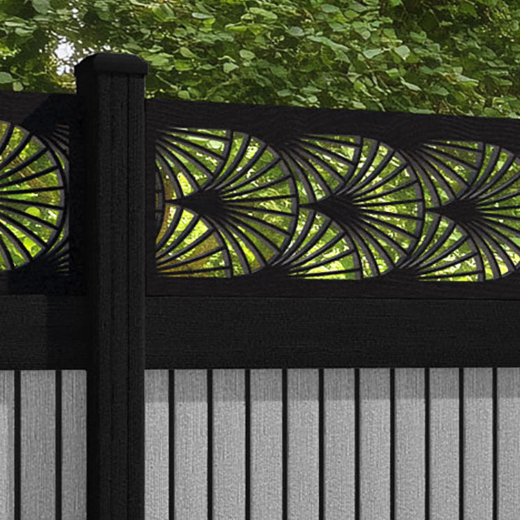 Virtis Laurel Fence Panel - Light Grey - with our composite posts