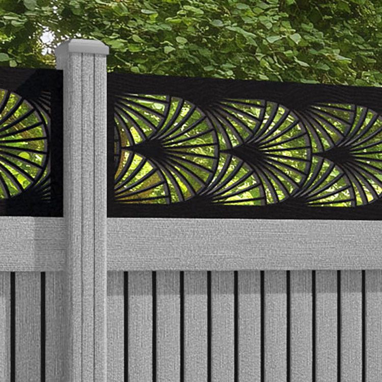 Virtis Laurel Fence Panel - Light Grey - with our composite posts