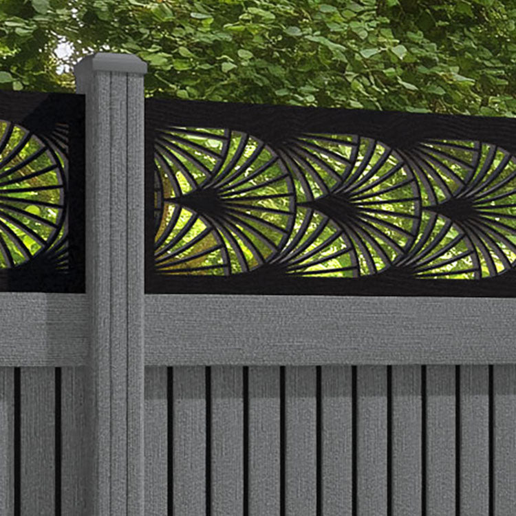 Virtis Laurel Fence Panel - Mid Grey - with our composite posts